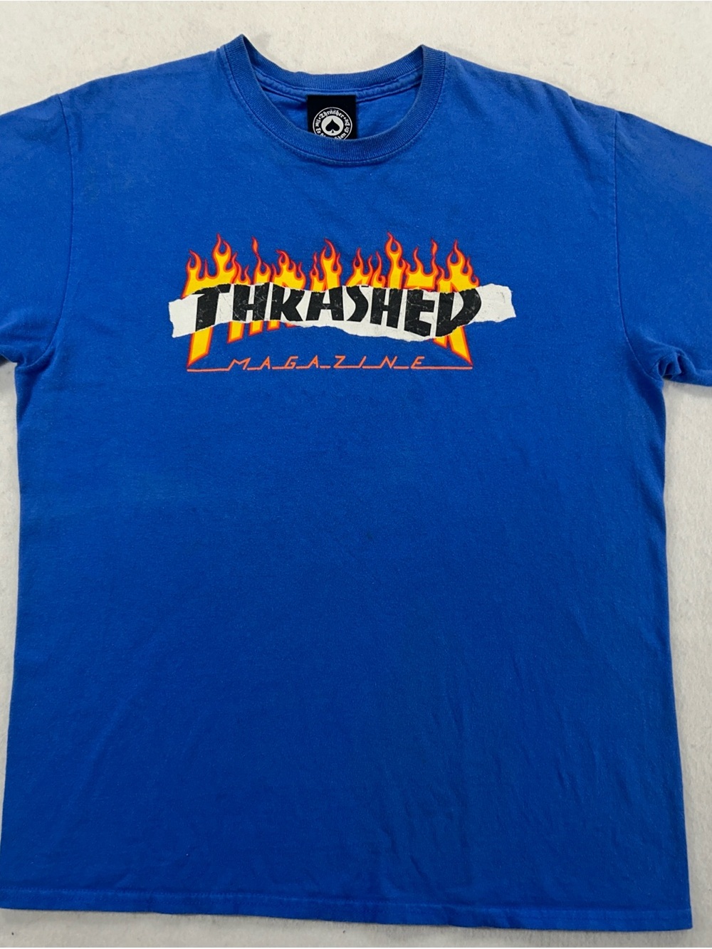 Thrasher Blue Tee with Flame Logo - Men's Skate Shirt